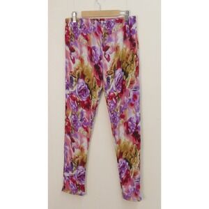 Fleece‎ Beautidul Floral Print Leggings XL/ XXL Elastic Waist Soft Pants /#9152